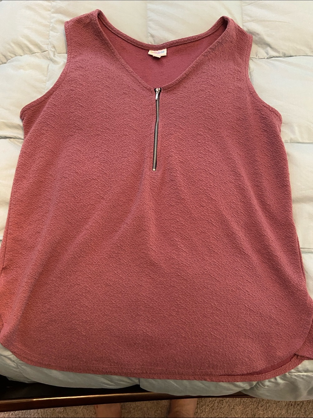 LuLaRoe Mauve Zip-Front V-Neck Tank